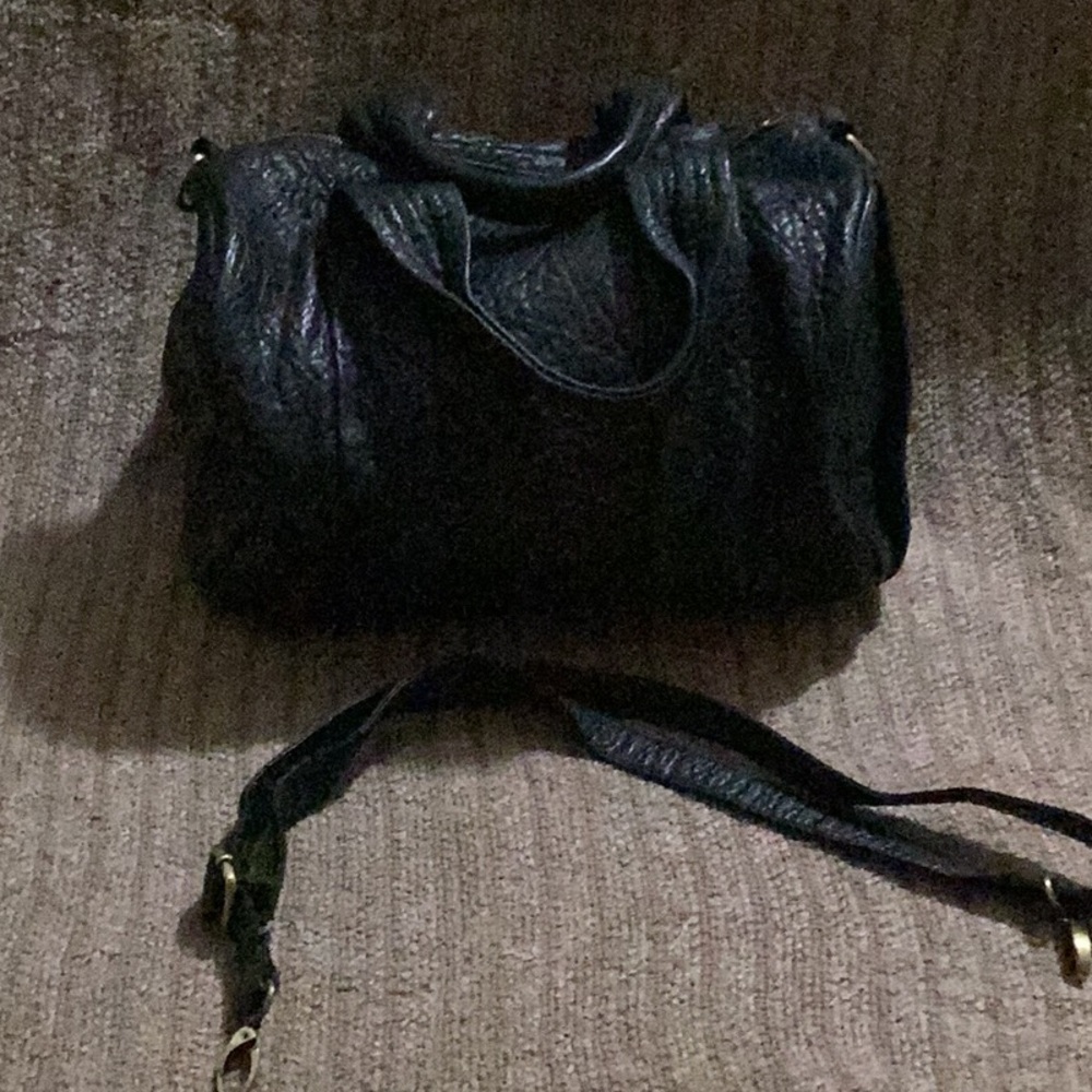 Pebbled Leather Studded Duffle Satchel